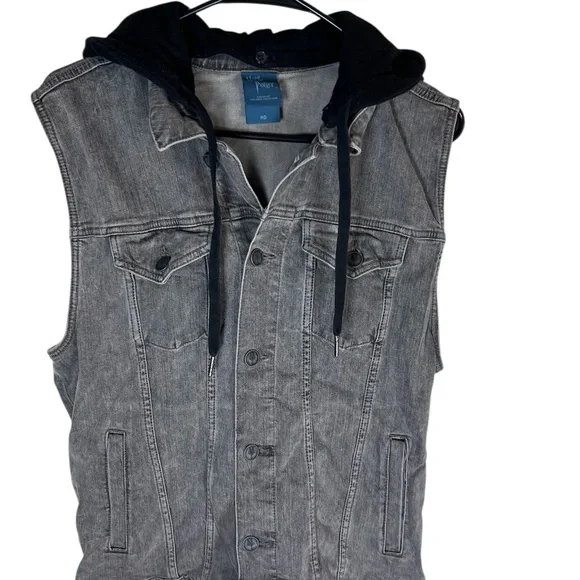 Harry Potter Death Eater Denim Jean Vest Gray Hoodie Men's M - Picture 1 of 5
